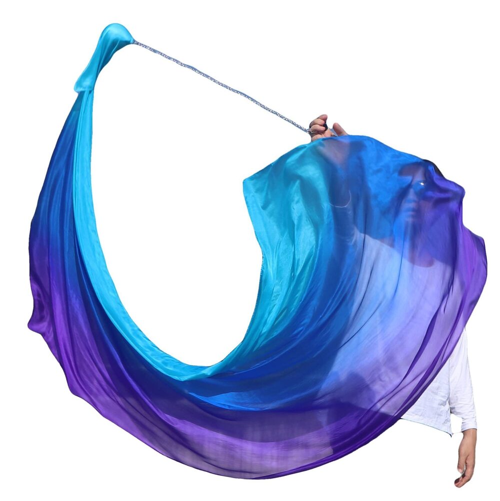 4846 Single Piece 70" Play Silk Scarf with Poi Ball, Colorful Silk Flag